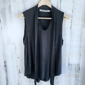 NWOT Michael Stars Neck Tie Jersey Knit Tank Sleeveless Top Gray One Size